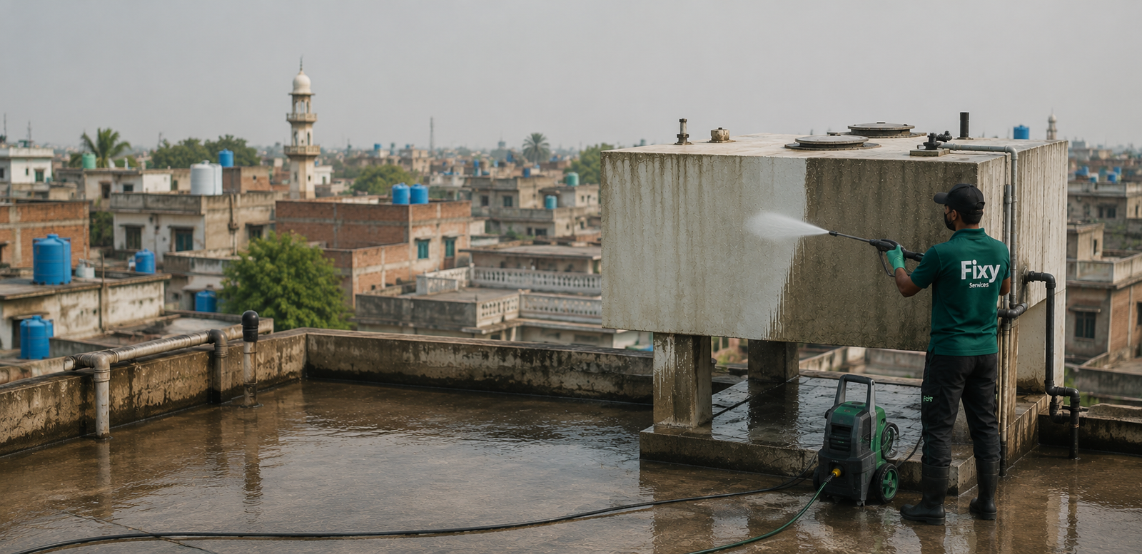 Roof Top Cement Water Tank Cleaning