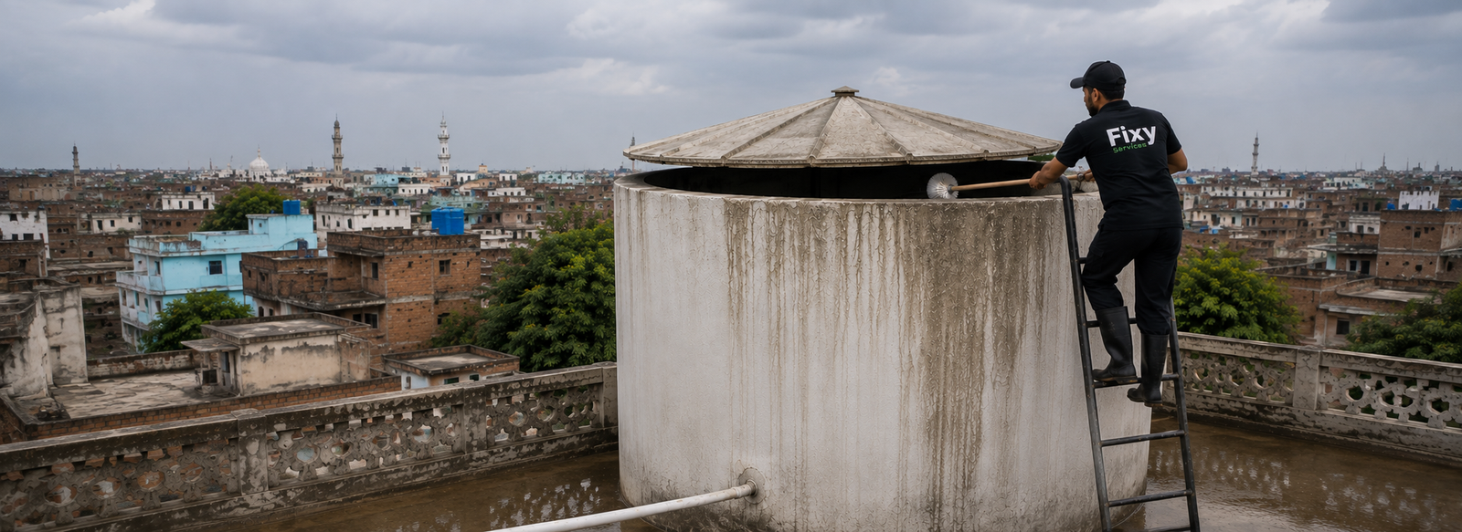 Roof Top Cement Water Tank Cleaning