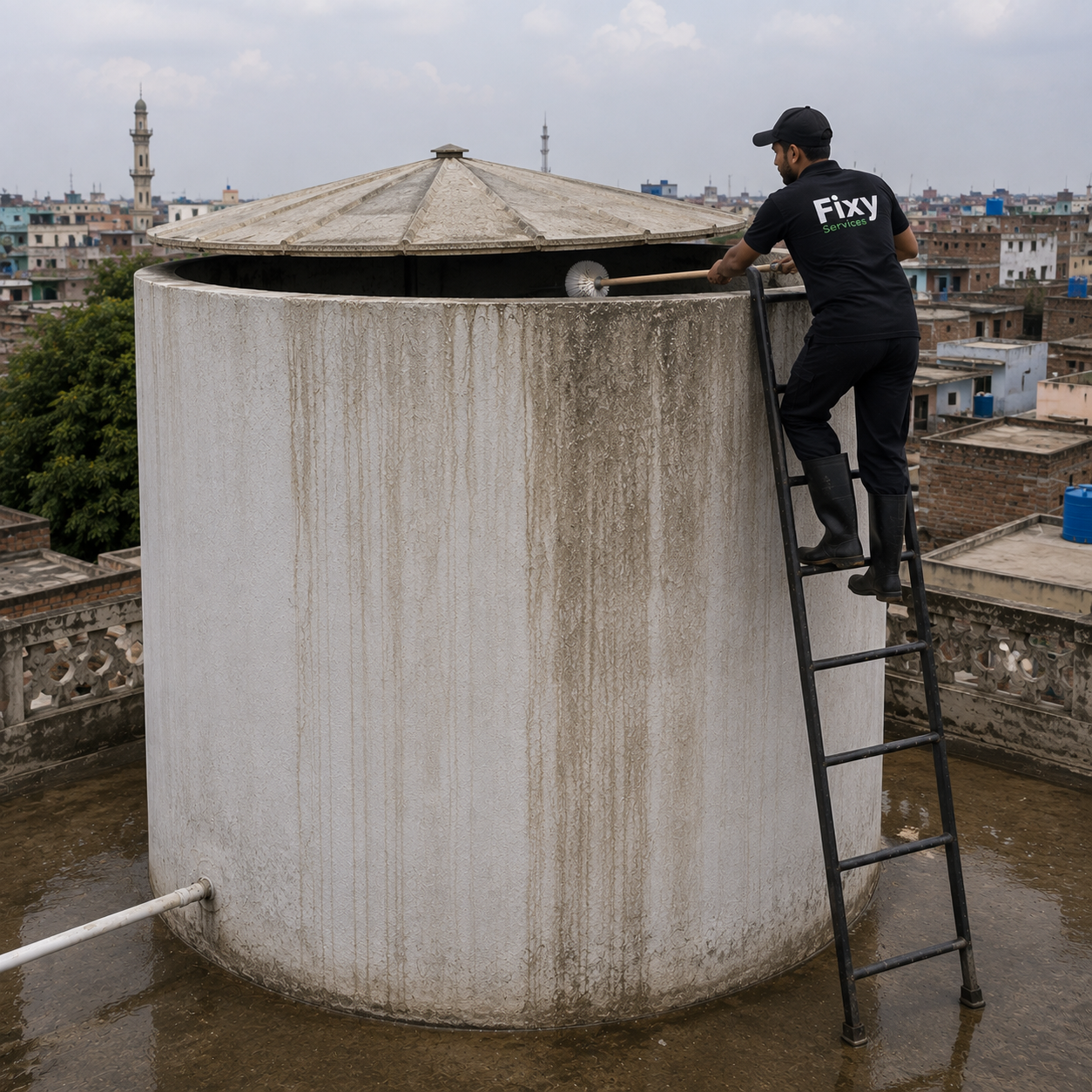 Roof Top Cement Water Tank Cleaning