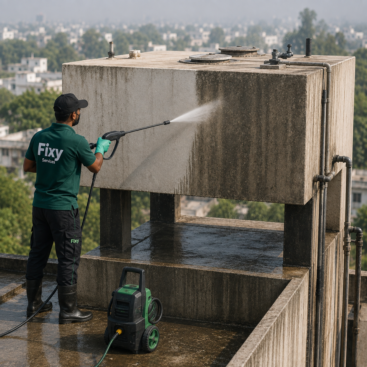 Roof Top Cement Water Tank Cleaning